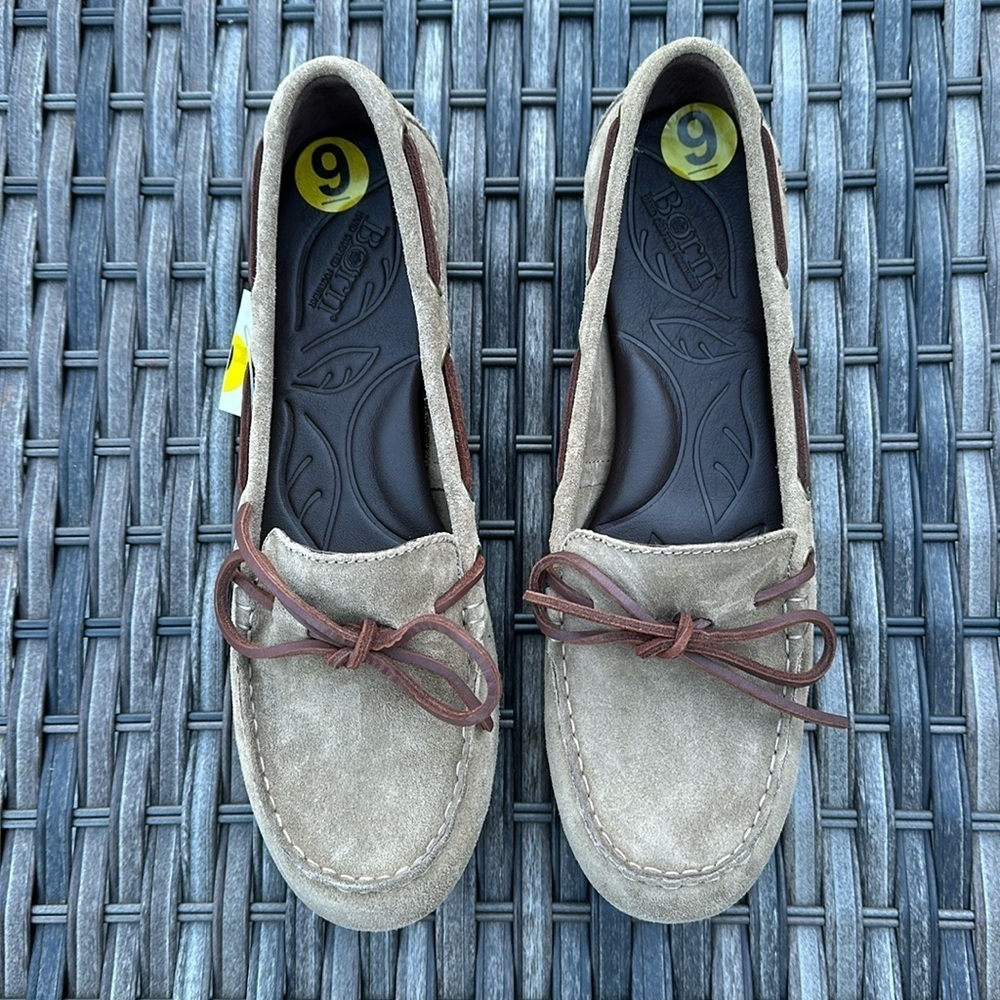 Born Olive Green Suede Driver Mocassins